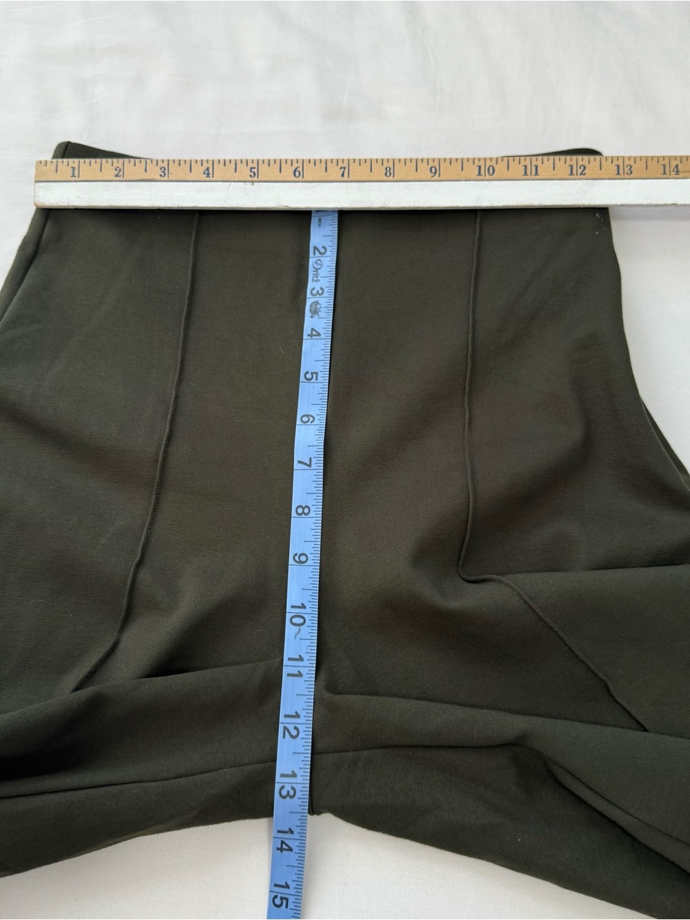 Quince Ultra-Stretch Ponte Super Wide Leg Ankle Pants Small Olive 27” Office - Picture 9 of 10